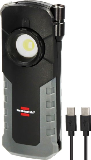 Brennenstuhl Professional újratölthető LED-es kézilámpa HL 1000 ACW, 1000+380lm, IP54, max. 12 órás fényidő, forgatható kampóval + USB töltőkábel